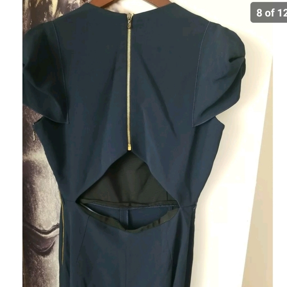 Roland Mouret Navy Galaxy Capsule Square Neck Jumpsuit Size US 10 UK 14 - Picture 5 of 12